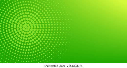 Abstract green gradient vector banner. Halftone dotted minimal contemporary long background