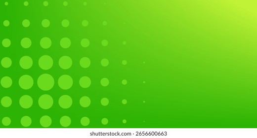 Banner de vetor de gradiente verde abstrato. Meio-tom pontilhado minimamente contemporâneo fundo longo