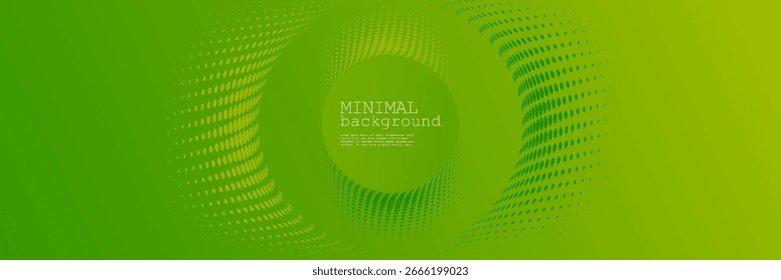 Banner de vetor de gradiente verde abstrato. Meio-tom pontilhado minimamente contemporâneo fundo longo
