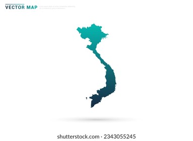 Gradiente verde abstracto del mapa de Vietnam sobre el vector de fondo blanco.