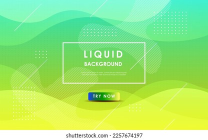 abstract green gradient wavy light liquid color with geometric shape background. eps10 vector