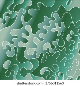 Gradiente verde abstracto con líneas blancas crea un microcosmos fantástico