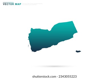 Abstract green gradient of Yemen map on white background vector.