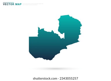 Gradiente verde abstracto del mapa de Zambia sobre el vector de fondo blanco.