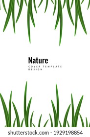 Abstract green grass border on a white background. Template for eco design. Vector illustration