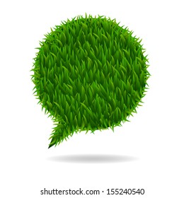 Abstract green grass bubble talk on white background - Vector illustration