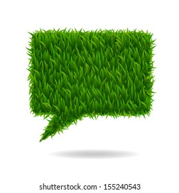 Abstract green grass bubble talk on white background - Vector illustration