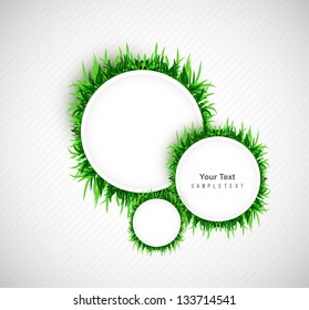 Abstract Green Grass Circle Frame Vector Whit Background