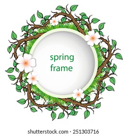 abstract green grass circle frame vector whit background