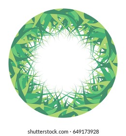 Abstract Green Grass Circle Isolated On White Background. Vector