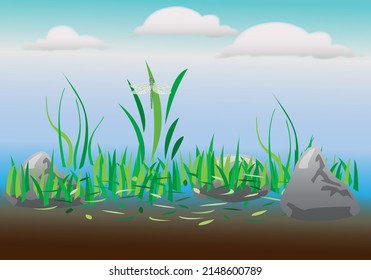 Abstract green and gray gradient background beautiful natural green meadow pattern elements vector design EPS-10