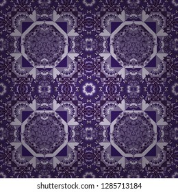 Abstract green, gray and violet with mesh of squares. Cute mosaic. Geometric vector template.