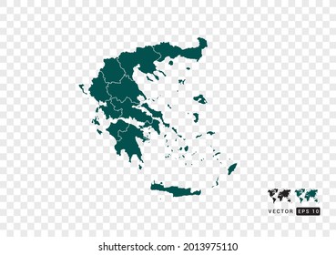 Resumen del mapa verde de Grecia. Diseño de fondo transparente vectorial.