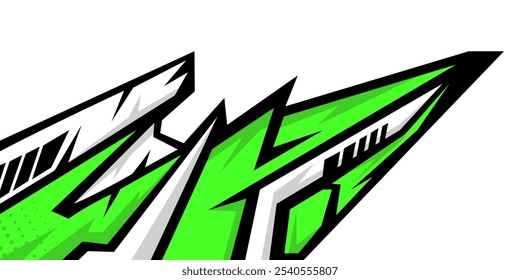 Abstract green and grey decal design vector for car or toy, racing car livery wrap