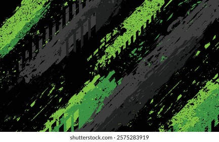Abstract green and grey grunge paint brush lines modern racing background