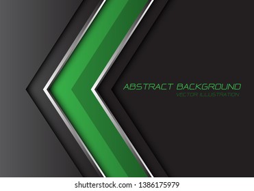 Abstract green grey silver line arrow direction with dark blank space and text design modern futuristic background vector illustration.