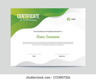 Abstract Green and Grey Waves Certificate