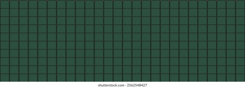 Abstract Green Grid Pattern with Dashed Lines and Small Motifs