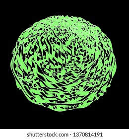 Abstract green grunge background with distorted lines. Optical illusion.