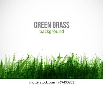 Abstract green grunge background with place for your text. Green grass on white background. Vector illustration