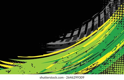 Abstract green grunge brush splash stripes racing background for car wrap sticker