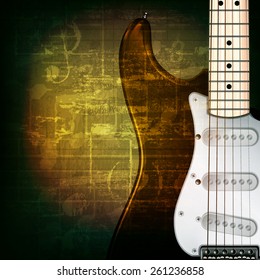 abstract green grunge music background with electric guitar