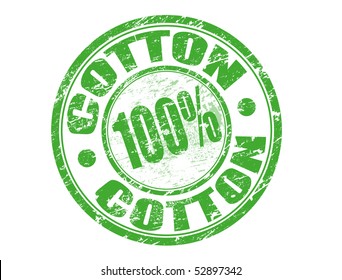 Abstract green grunge office rubber stamp with the text one hundred percent cotton