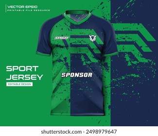 abstract green grunge t shirt mockup sport jersey design for football soccer, racing, e sports, running design kit