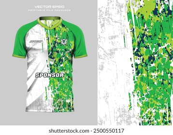 abstract green grunge t shirt mockup sport jersey design for football soccer, racing, e sports, running design kit