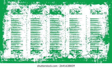 Abstract green grunge textured design featuring vertical lined elements and grungy splatters for artistic expression