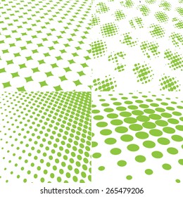 Abstract Green Halftone Background. Set.