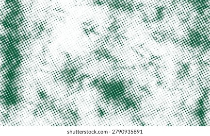 Abstract green halftone background with subtle distressed grunge texture. Vector illustration