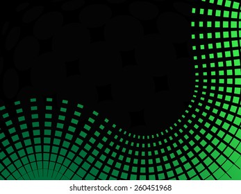 Abstract green halftone wave with squares