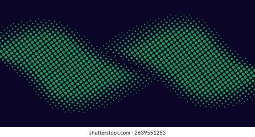 abstract green halftones background on black background for banner, cover, poster, and web