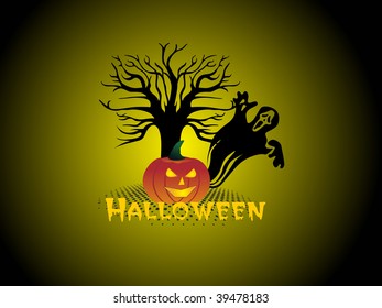 abstract green halloween background, vector illustration