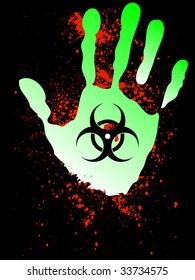 abstract green hand with radiation on black background