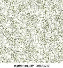 Abstract green hand-drawn pattern, waves background. Seamless pattern can be used for wallpaper, pattern fills, web page background, surface textures.