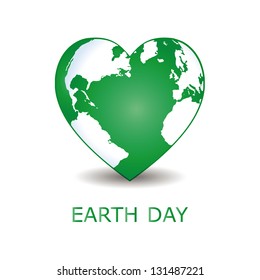 Abstract green heart together with green earth.