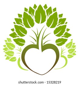 Abstract Green Heart Tree Icon Logo