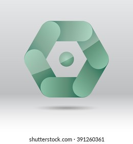 Abstract green hexagon icon, Vector illustration
