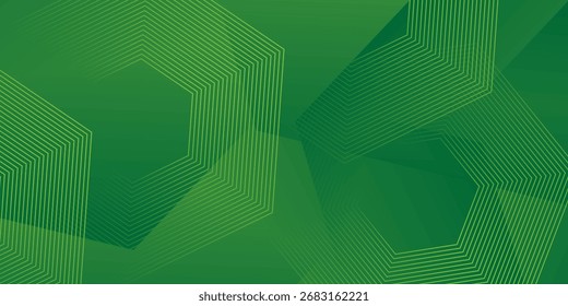 Abstract Green Hexagon Pattern with Geometric Lines and Gradient