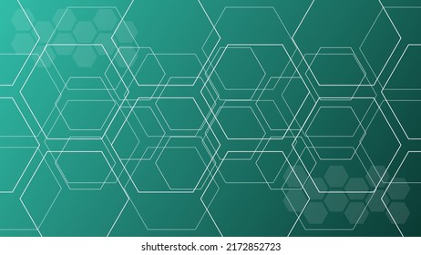 Abstract green hexagon shape modern background with copy space, vector.