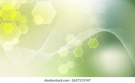 Abstract Green Hexagon Technology. Geometric Green Honeycomb Pattern Background