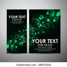 Abstract green hexagons. Graphics resources design template or roll up. 