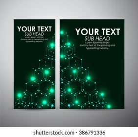 Abstract green hexagons. Graphics resources design template or roll up. 