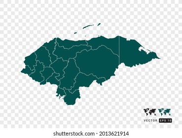 Abstract green Honduras map. Design vector transparent background.