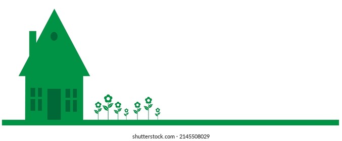 Abstract green house, farmhouse. vector pattern and banner
