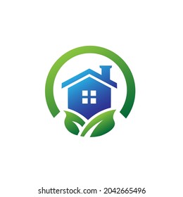 Abstract Green House Logo With Vector Illustration