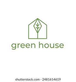 abstract green house simple vector illustration