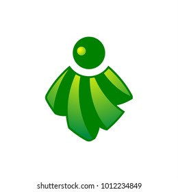 Abstract green icon. Sun and rays logo.